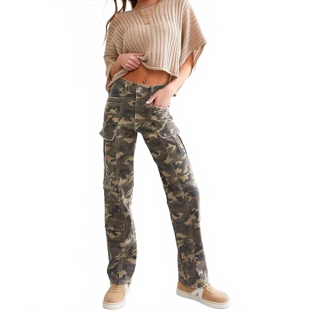 NEW HIDDEN tracey cargo straight stretch jeans in camo